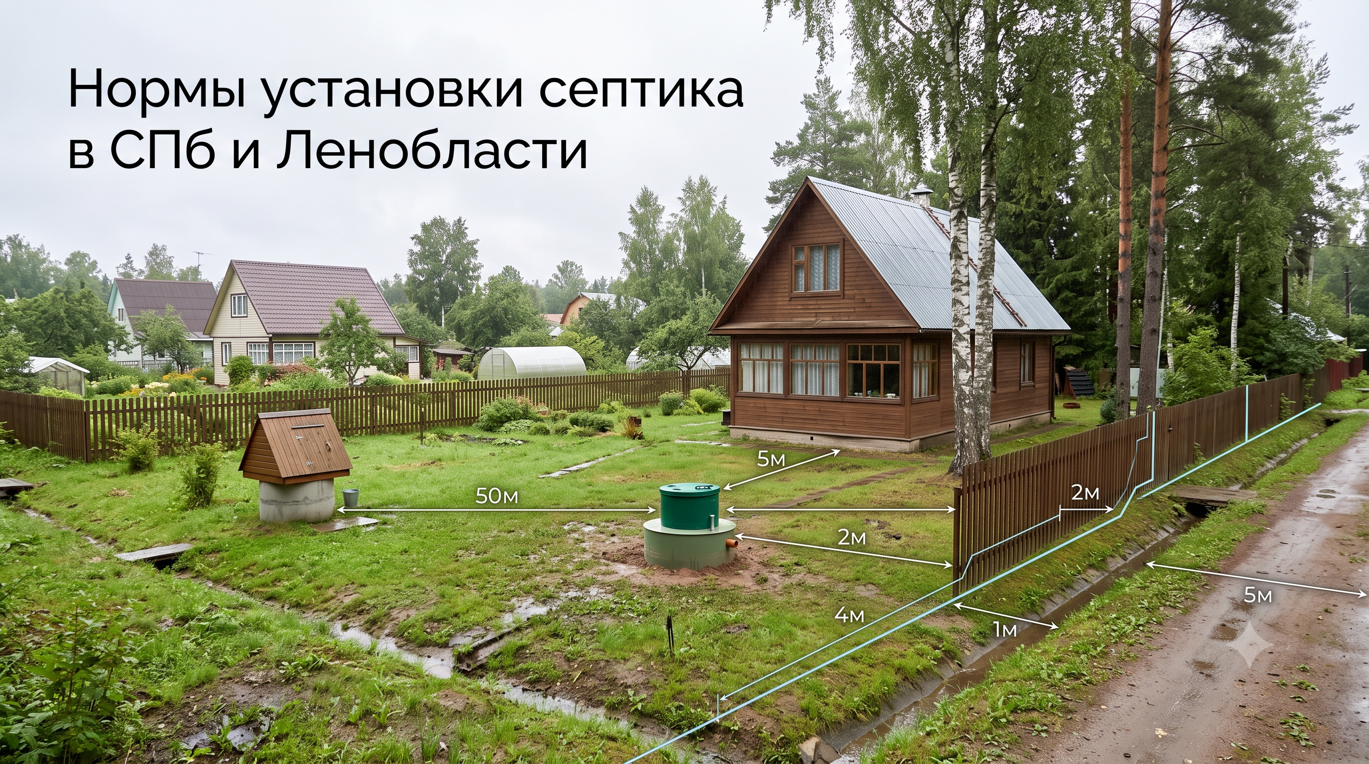 Нормы установки септика на участке в Санкт-Петербурге и Ленобласти: расстояния, разрешения и штрафы